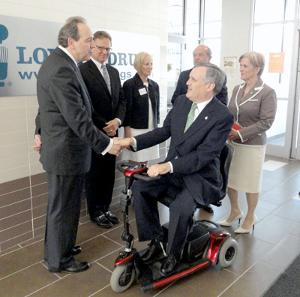 The Honourable David C. Onley, Lieutenant Governor of Ontario is greeted by UOIT Provost Dr. Richard Marceau upon arrival at the Durham Region Accessibility Expo, June 17, 2010  