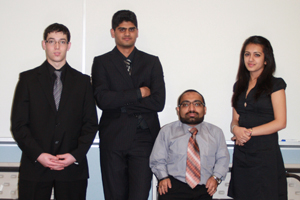UOIT Accounting team in Windsor (from left: David Belcastro, Mohammad Soleman, Mohamed Rizwan Bachani and Pushpinder Pabla).
