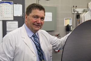 Dr. Douglas Holdway, Tier 1 Canada Research Chair, in UOIT's Aquatic Toxicology Laboratory.