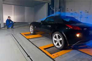 Testing inside the climatic wind tunnel of UOIT's Automotive Centre of Excellence.