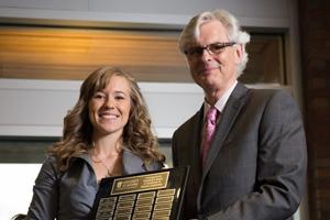 Award recipient Christine Dabrowski with UOIT President Tim McTiernan