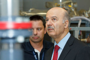 Reza Moridi, Ontario Minister of Research and Innovation and Richmond Hill MPP, recently toured UOIT's Clean Energy Research Laboratory (CERL) and Energy Systems and Nuclear Science Research Centre (ERC). Above image: Reza Moridi (left) with Dr. Michael Owen, Vice-President, Research, Innovation and International, UOIT, outside the Automotive Centre of Excellence.