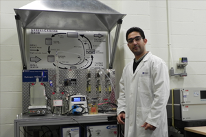 Seyedali Aghahosseini, Mechanical Engineering PhD student, in UOIT's Clean Energy Research Laboratory. 