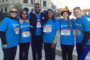 From left: Dr. Meghann Lloyd, Caroline Kassee, Sean Jones, Jacqueline Mangal, Andrea Bell and Lindsay Smith walked 5 km in the Scotiabank Toronto Waterfront Marathon to raise money for Grandview Children’s Centre (GCC).