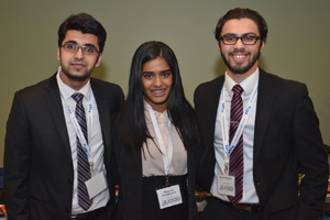 From left: UOIT Commerce students Haaris Ahmad, Ragavey Premakumar and Kadir Motiwala participated in the Battle for CA$H competition on January 25.