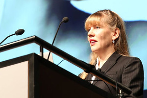 UOIT's Dr. Isabel Pedersen, Canada Research Chair (CRC) in Digital Life, Media, and Culture, speaks January 28 at the Wearable Technologies Conference 2014 Europe in Munich, Germany. (photo credit: Wearable Technologies)