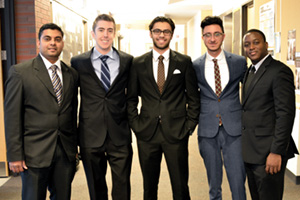 From left: Rohan Christachari, External Co-ordinator, UOAA, with Elite Case Competition Team members Jonathan Mayers, Kadir Motiwala, Hassan Javed and AC Gray.