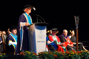 Tim McTiernan, PhD, UOIT President and Vice-Chancellor, at 2013 Convocation ceremonies at General Motors Place in Oshawa.
