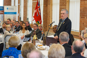 The Honourable David C. Onley speaks to a meeting of the Rotary Club of Oshawa during a visit to the University of Ontario Institute of Technology on May 5.