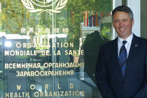 Dr. Pierre Côté, Canada Research Chair in Disability Prevention and Rehabilitation at the World Health Organizations 67th World Health Assembly in Geneva, Switzerland.