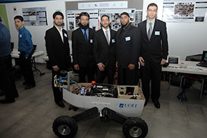 UOIT fourth-year Engineering students who captured first place in Student Design Poster Competition at the 2014 Canadian Society for Mechanical Engineering (CSME) Awards. From left: Hasan Khaliq, Maaz Tanveer, David Botros, Avinash Kumar and Amer Almootassem.