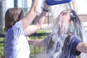 Ice bucket challenge participant gets splashed at UOIT (August 29, 2014).