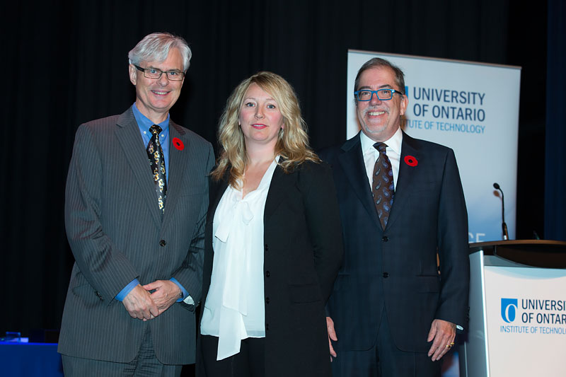 President Tim McTiernan; Jennifer Laffier; Dr. Bill Muirhead, Assoc. Provost, Academic and IT