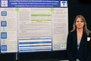 Fourth-year Criminology and Justice student Julia Bakker won the Best Poster Award at the Undergraduate Student Research Showcase for her literature review on drug treatment courts.