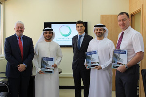 From left: Joe Aherne, CEO, Leading Edge Group; Yousuf Alkhazraji, Senior Manager, Business Process Improvement (BPI), DEWA; Anthony Cahill, Senior Market Advisor, Enterprise Ireland, UAE; Mahmood Alansari, Manager, BPI, DEWA; Edmond M. Walshe, Senior Specialist, BPI, DEWA (absent: Jayesh Patel, Specialist, DEWA).  