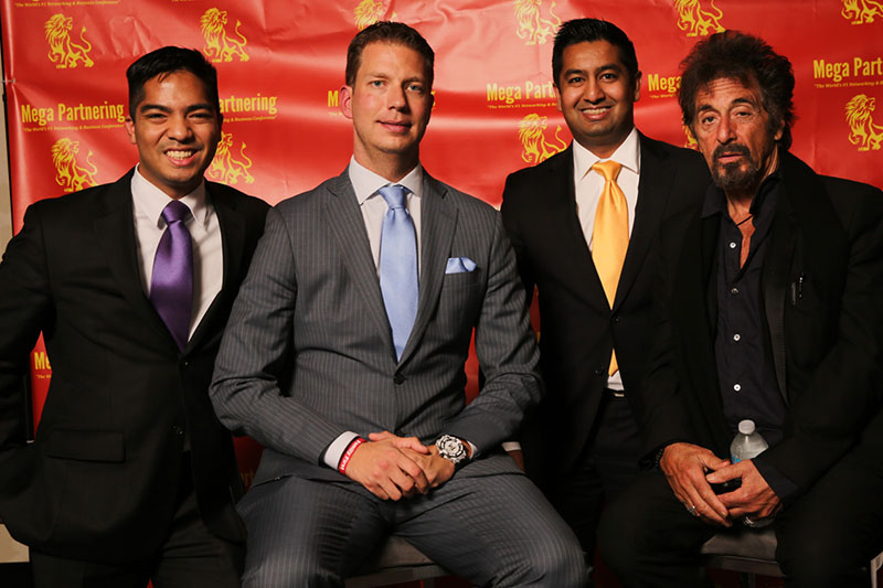 From left: Lorenzo Escobal; business coach JT Foxx; Barry Phillips, Medpro 3D co-founder; actor Al Pacino  