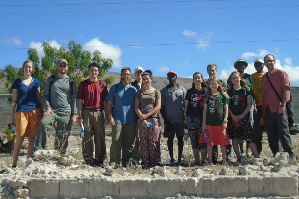 Chris Wilkinson, 2014 UOIT graduate (third from left) working with eMi in Marotte, Haiti.