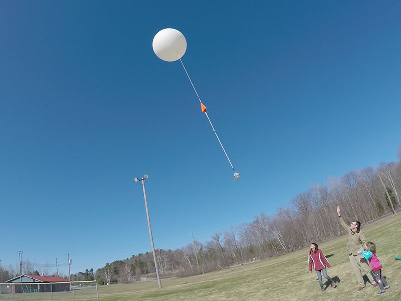 Launching the UOIT weather balloon near Huntsville, Ontario