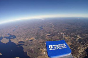 View of the horizon from the UOIT space balloon (prior to reaching the stratosphere) in Spring 2015.