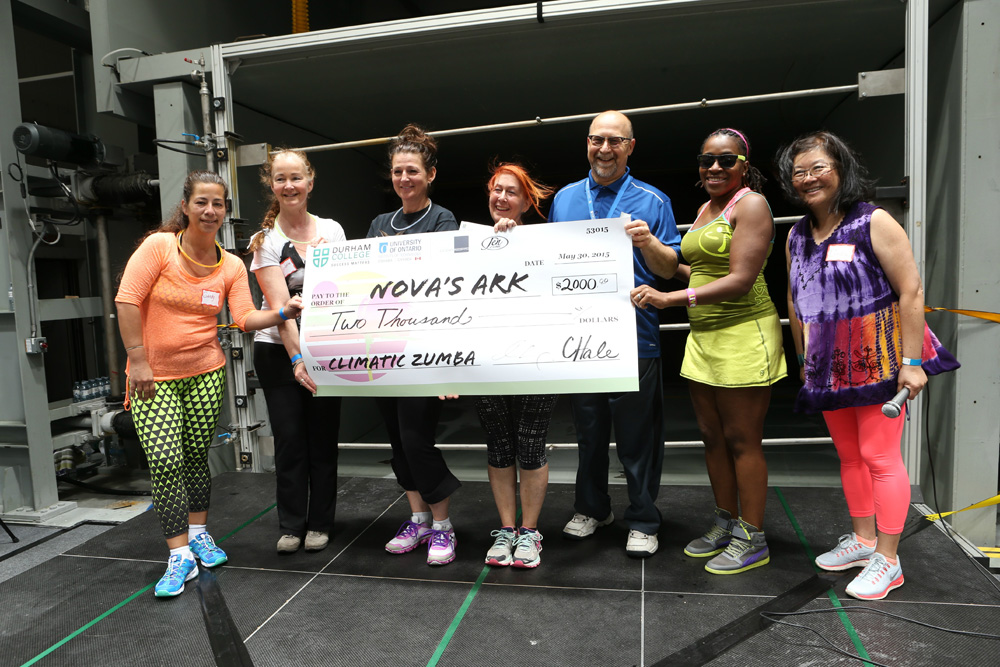 Climatic Zumba in the ACE wind tunnel (cheque presentation)