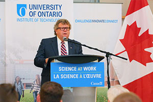 The Honourable Ed Holder, Minister of State (Science and Technology) makes national research funding announcement June 22, 2015 at the University of Ontario Institute of Technology. 
