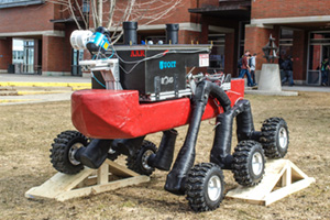 The first-place team in the 2015 AMME Capstone Design Competition designed and developed the chassis, suspension and drive train system for the Autonomous Amphibious Robot.