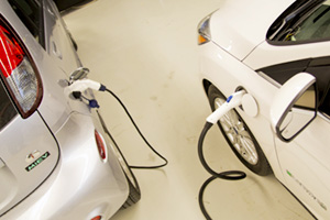 Electric vehicles being charged inside ACE at the University of Ontario Institute of Technology