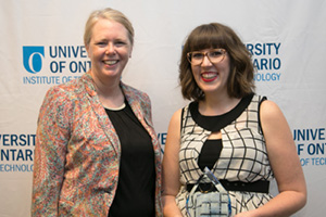 Olivia Petrie, Assistant Vice-President, Student Life, with Jessica Clarkson, winner of the President's Award of Excellence in Student Leadership - Graduate