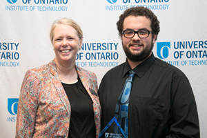 Olivia Petrie, Assistant Vice-President, Student Life, with Christopher Grol, winner of the President’s Award of Excellence in Student Leadership - Undergraduate