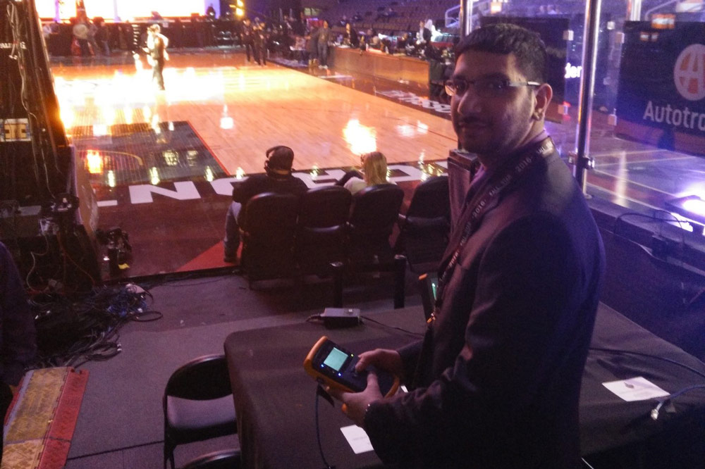 Fourth-year Networking and IT student Imraan Ali Rahemtulla was one of five UOIT students who applied their technical skills behind the scenes at the NBA All-Star Game in Toronto, Ontario.