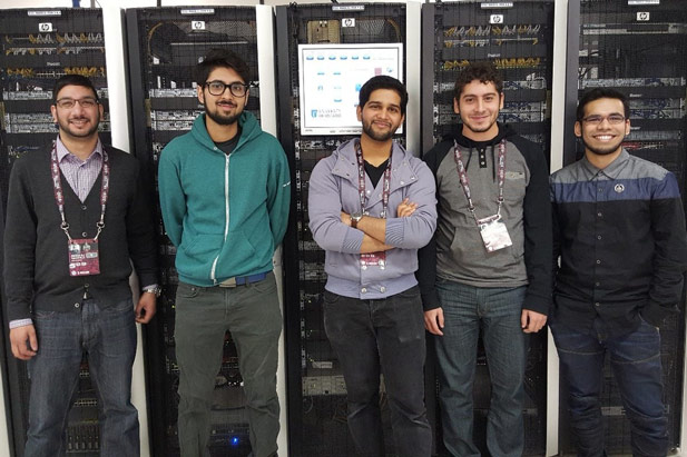 From left: Networking and IT students Imraan Ali Rahemtulla, Suleman Ali, Safwan Alam, Anthony Mitri and Danish Shaikh volunteered at the NBA All-Star Game on February 14 in Toronto, Ontario.