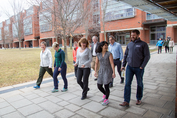 Inaugural Walking Wednesdays walking meeting at Polonsky Commons (March 9, 2016).