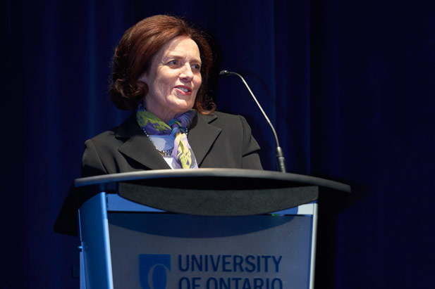 Margaret Trudeau speaking March 30 at UOIT's Regent Theatre at the  Dean's Public Lecture Series hosted by the Faculty of Social Science and Humanities.