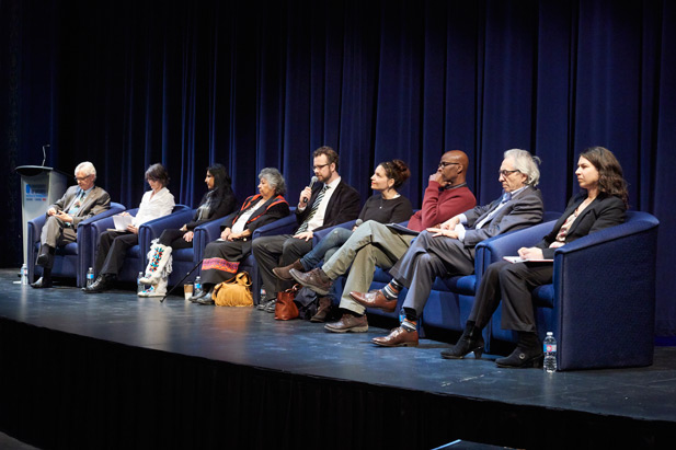 Panelists at The Role of Universities in Reconciliation event, held at Regent Theatre on March 17.