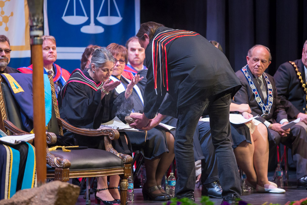 Smudging ceremony at beginning of Chancellor Installation