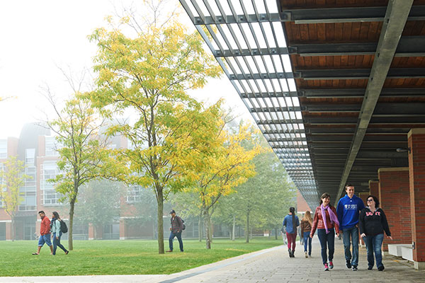 Students walking on campus