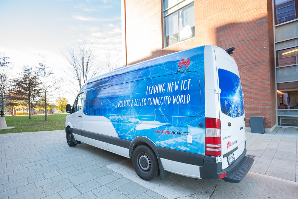 Huawei Technologies demonstration van outside the Vehicle-to-Vehicle Communications Seminar and Networking Event, November 2016
