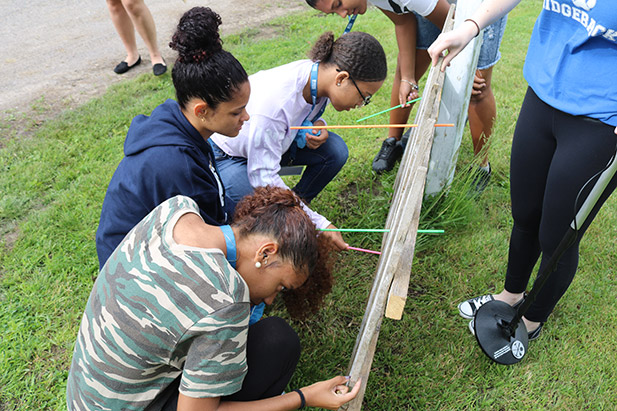 Visiting high school students from Bermuda take part in various forensic science investigation activities at the Faculty of Science's Crime Scene House at the Windfields Farm Lands (June 22, 2017).