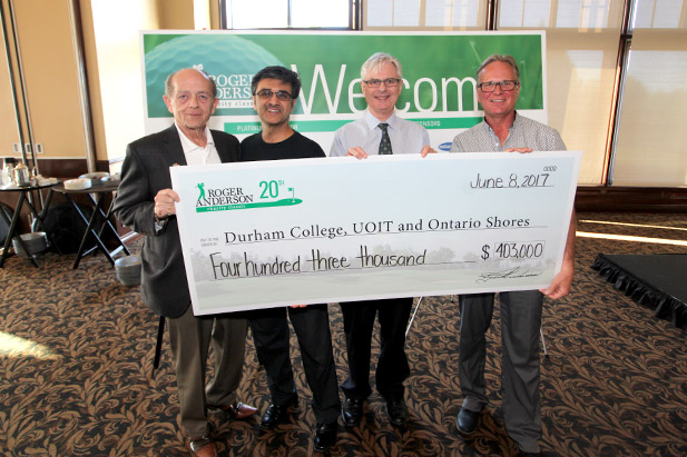 From left: Roger Anderson, Chair and CEO, Region of Durham; Karim Mamdani, President and CEO, Ontario Shores Centre for Mental Health Sciences; Tim McTiernan, President and Vice-Chancellor, University of Ontario Institute of Technology; Don Lovisa, President, Durham College.