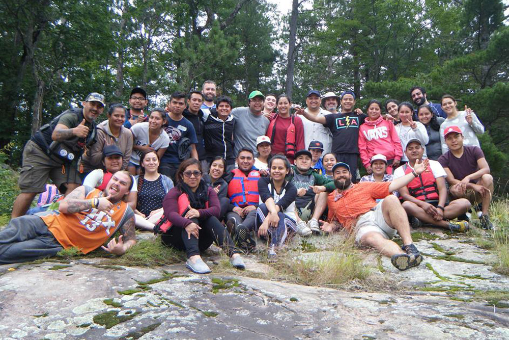 Mexican students on the canoe camping trip (July 14 to 16).