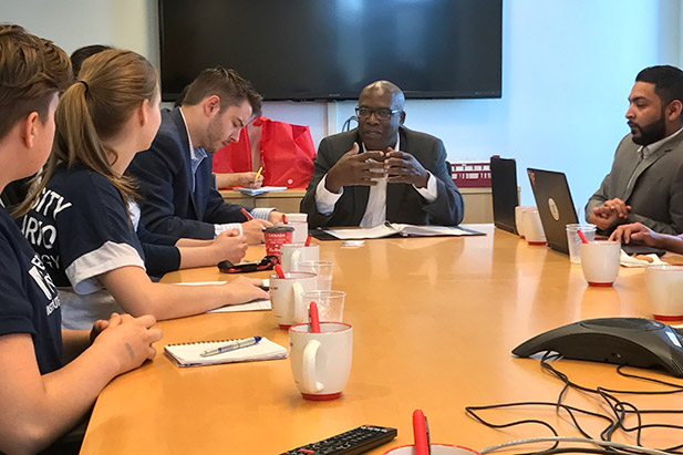 Granville Anderson, MPP (Durham) recently hosted a discussion with university and college students on campus. The discussion covered topics such as financial aid, health care and minimum wage.