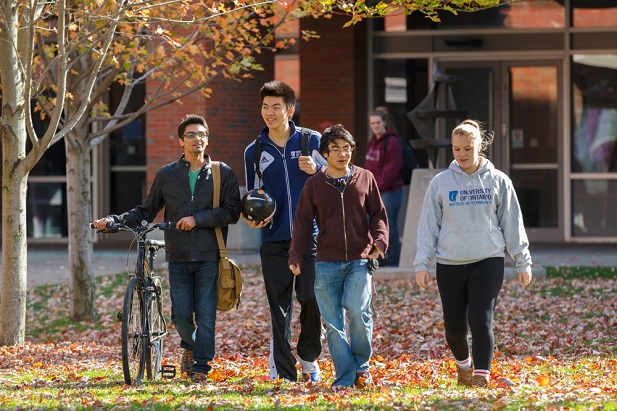 Students at the university's north Oshawa campus location.