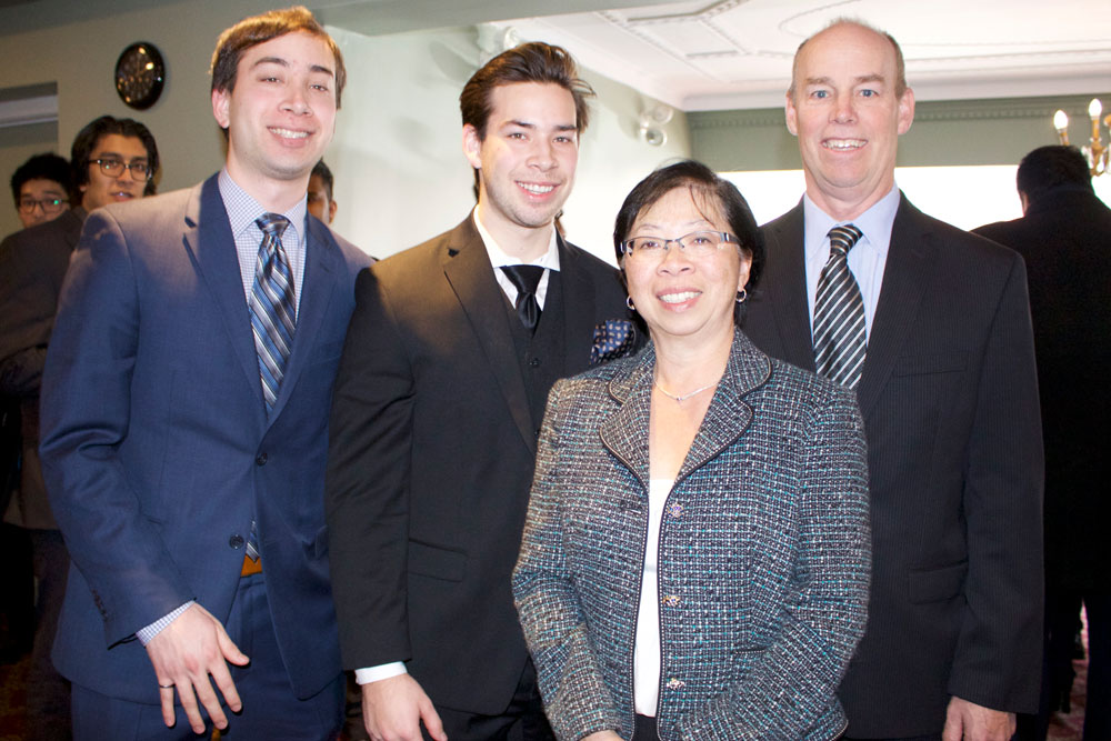 Family of engineers (from left): Brett Howard (Mechanical-Energy Engineering; his brother Scott Howard (McMaster University graduate who works at Kinectrics); his mother Sherry Howard (University of Ottawa graduate who works at OPG); and his father Keith Howard (Western University graduate who works at OPG).
