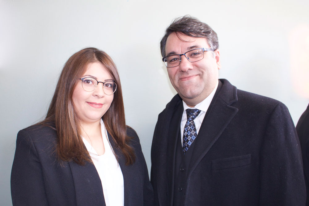 Shahryar Rahnamayan, PhD, Associate Professor, Faculty of Engineering and Applied Science (right), with his wife Arezou Pourmousavi.