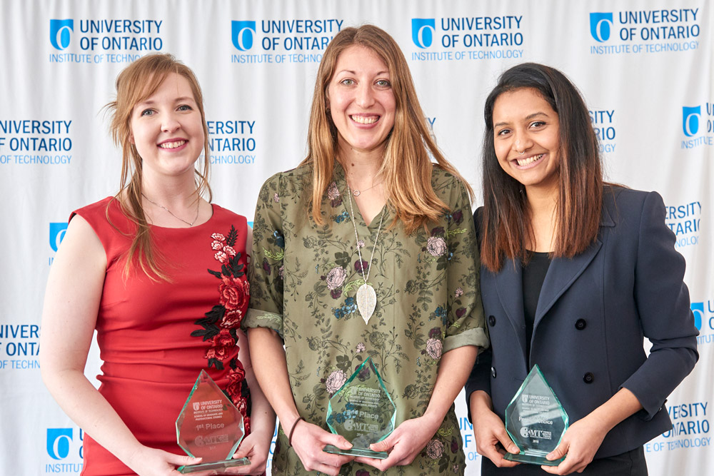 From left: Eryn Frawley (first place), Elysabeth Reavell-Roy (second place); Tara Hattangadi (People's Choice Award recipient). ; 