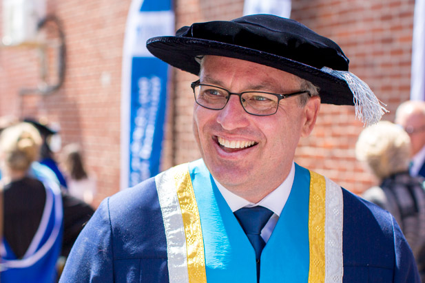 Steven Murphy, PhD, at a reception outside the Regent Theatre following his installation as the fourth President and Vice-Chancellor of the University of Ontario Institute of Technology.