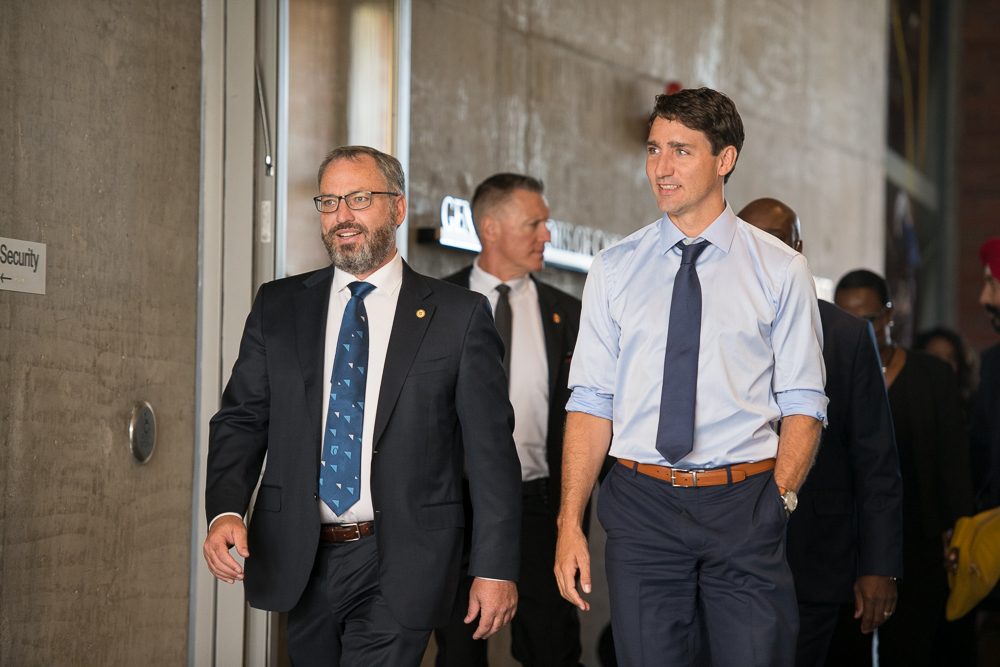 Prime Minister Justin Trudeau with Dr. Steven Murphy, President and Vice-Chancellor, University of Ontario Institute of Technology.