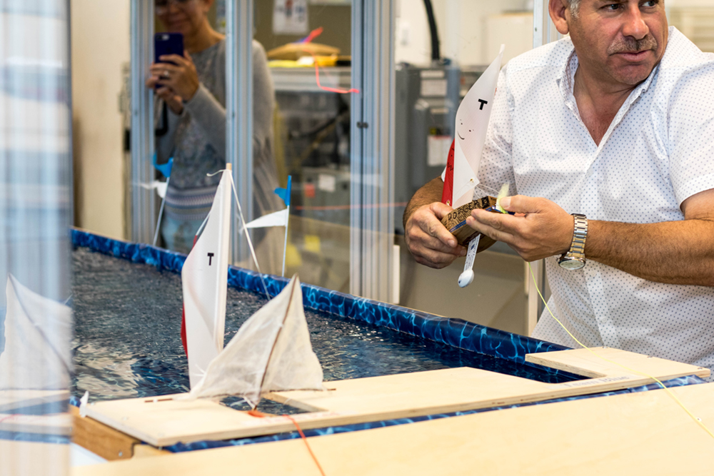 The sailboat races took place in the Faculty of Energy Systems and Nuclear Science’s Wind Chamber Laboratory.