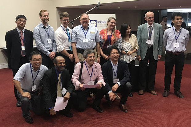 Professor Igor Pioro, PhD (second row, fourth from left) and Jovica Riznic, PhD (Canadian Nuclear Safety Commission (first row, third from left) pose with a group of North American university students who won Best Poster awards at the International Conference on Nuclear Engineering (London, United Kingdom, July 2018).
