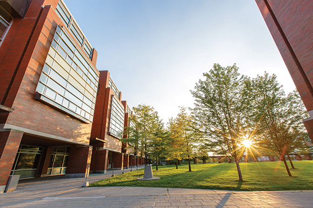 University of Ontario Institute of Technology north Oshawa campus location in the evening